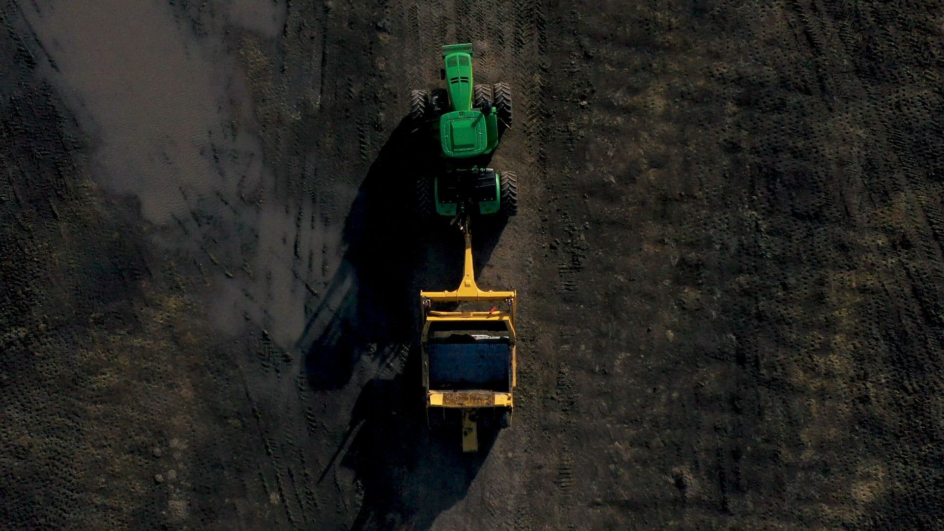 Aerial view of earthmoving to build a new lake